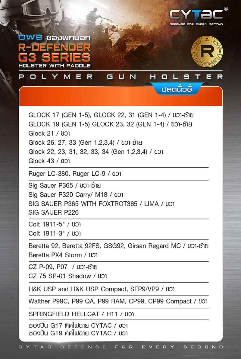 CYTAC ซองพกนอกปลดล็อคนิ้วชี้ Springfield Hellcat H11 (K0500)