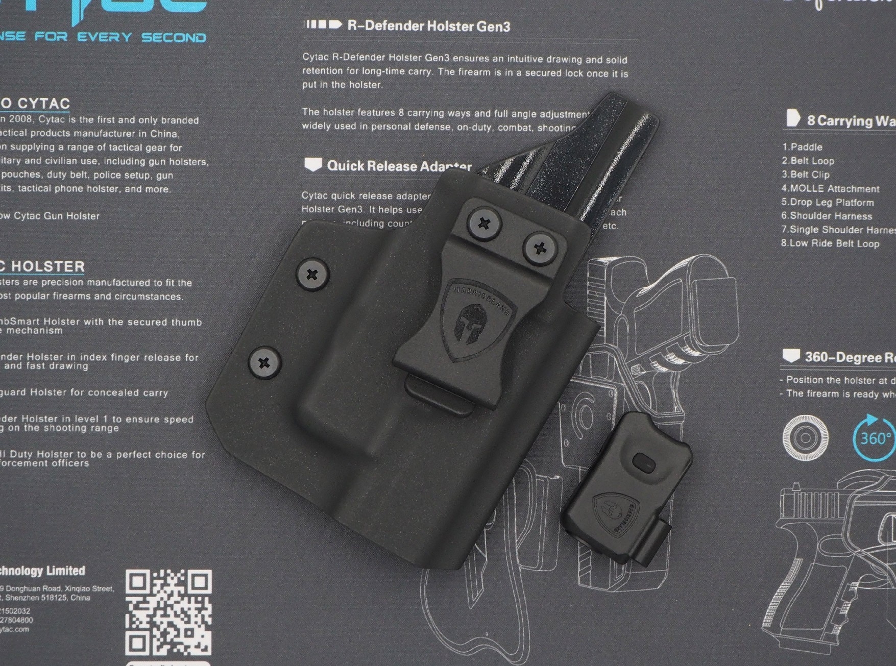 ไฟฉาย Warriorland SL-1 + ซองพกใน Kydex Glock 17/19/21/22 (Gen 3-5) & Glock 23/32 (Gen 4) (K2460)