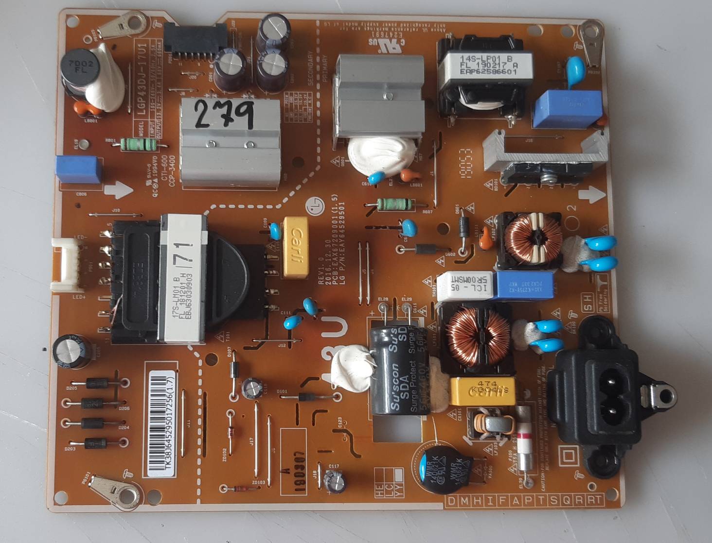 อันที่ 279 LG 43UM7100PLB ซัฟฟลาย EAX67209001 EAY64529501 ดีเทสแล้ว