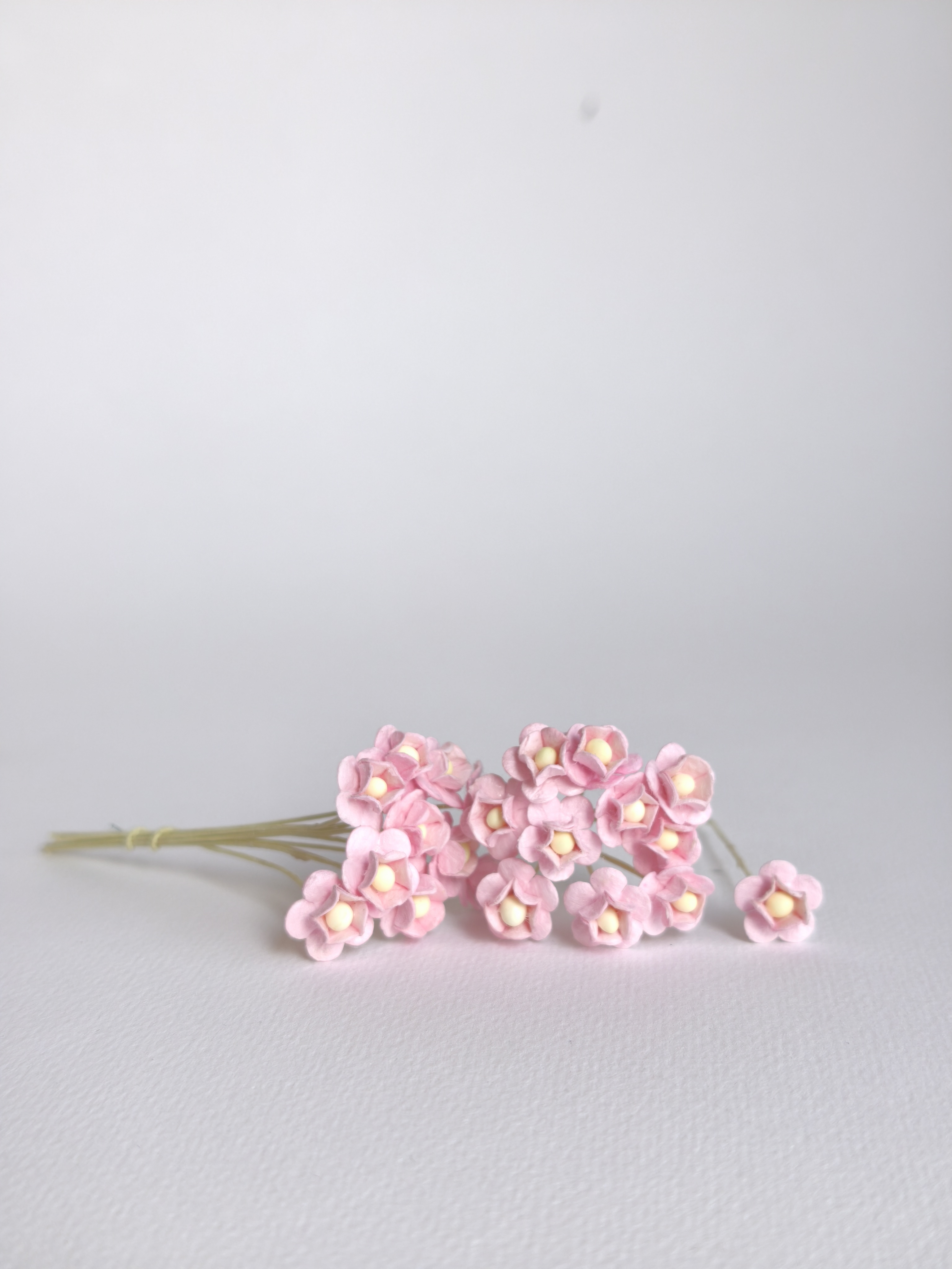 ดอกไม้กระดาษสา ดอกไม้กระดาษสาราคาส่ง ดอกไม้กระดาษสำหรับตกแต่ง งานแต่งงาน หรือติดของชำร่วย ดอก creeping lady 100 ดอก ขนาด 0.8 cm. สีชมพูกลาง Small Paper Flower with stem, 100 pcs., size 0.8 cm., creeping flowers 2 layers, pink color