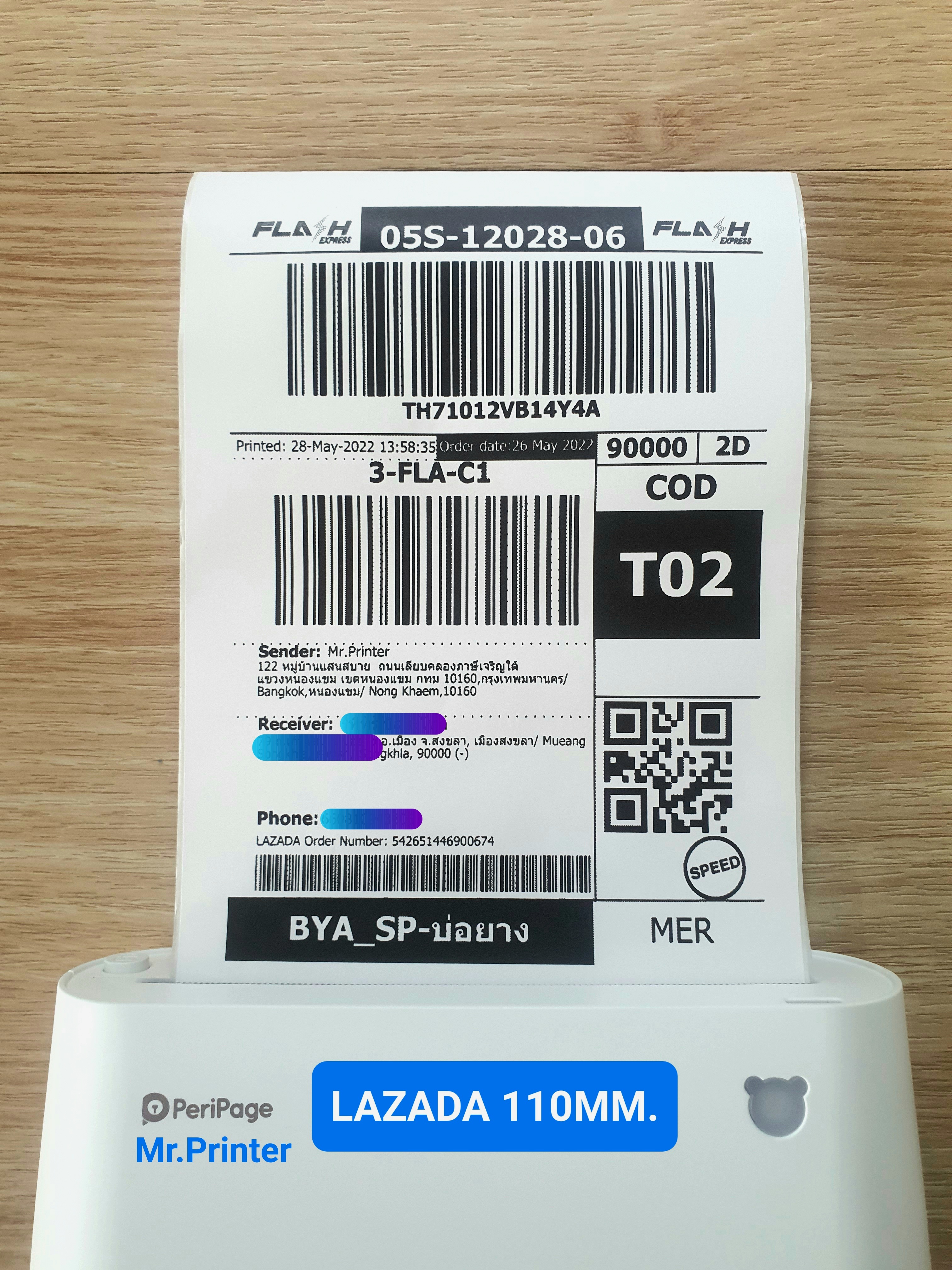เครื่องปริ้นชื่อที่อยู่ ฉลาก พิมพ์ใบปะหน้า TIKTOK LAZADA SHOPEE Kerry ,J&T ,Best ,Flash ,SHIPPOP รุ่น Peripage A9 MAX