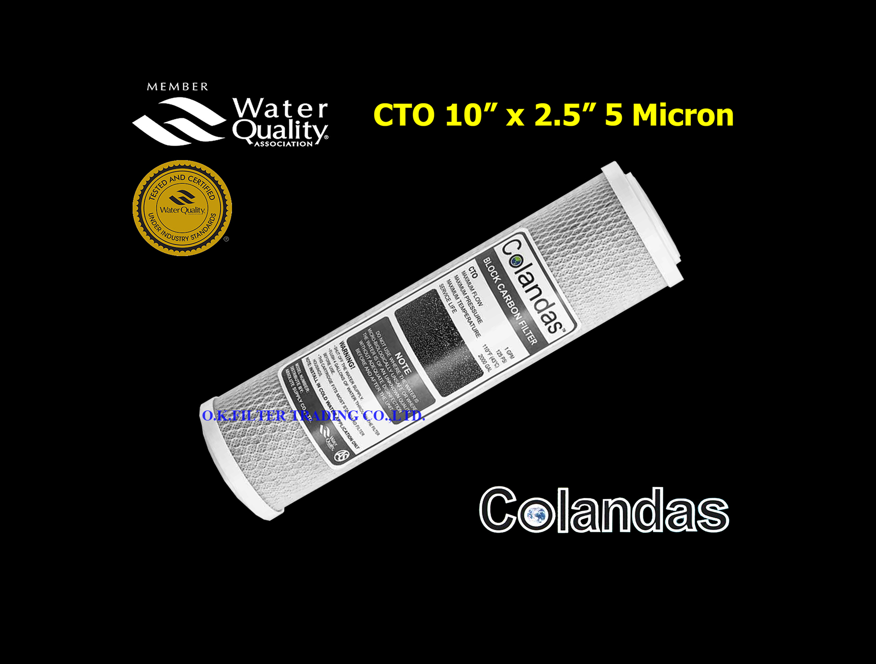 ไส้กรองน้ำ Carbon 10 นิ้ว x 2.5 นิ้ว 5 ไมครอน Colandas