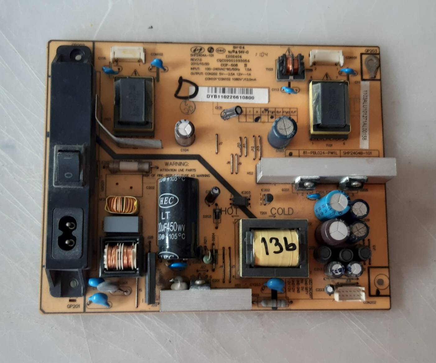 อันที่ 136 TCL L24D10F ซัฟฟลาย CQC09001033054 CCP-508 81-PBL024-PW1L SHP2404B-101 ดีเทสแล้ว
