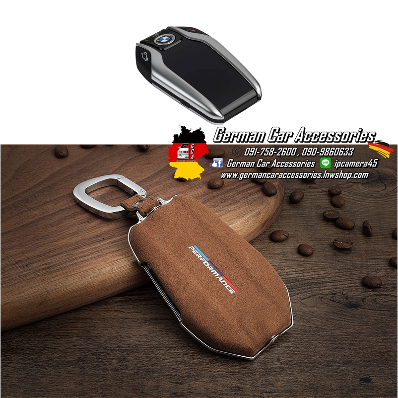 เคสกุญแจทรงDisplay BMW หนังกลับสีน้ำตาล