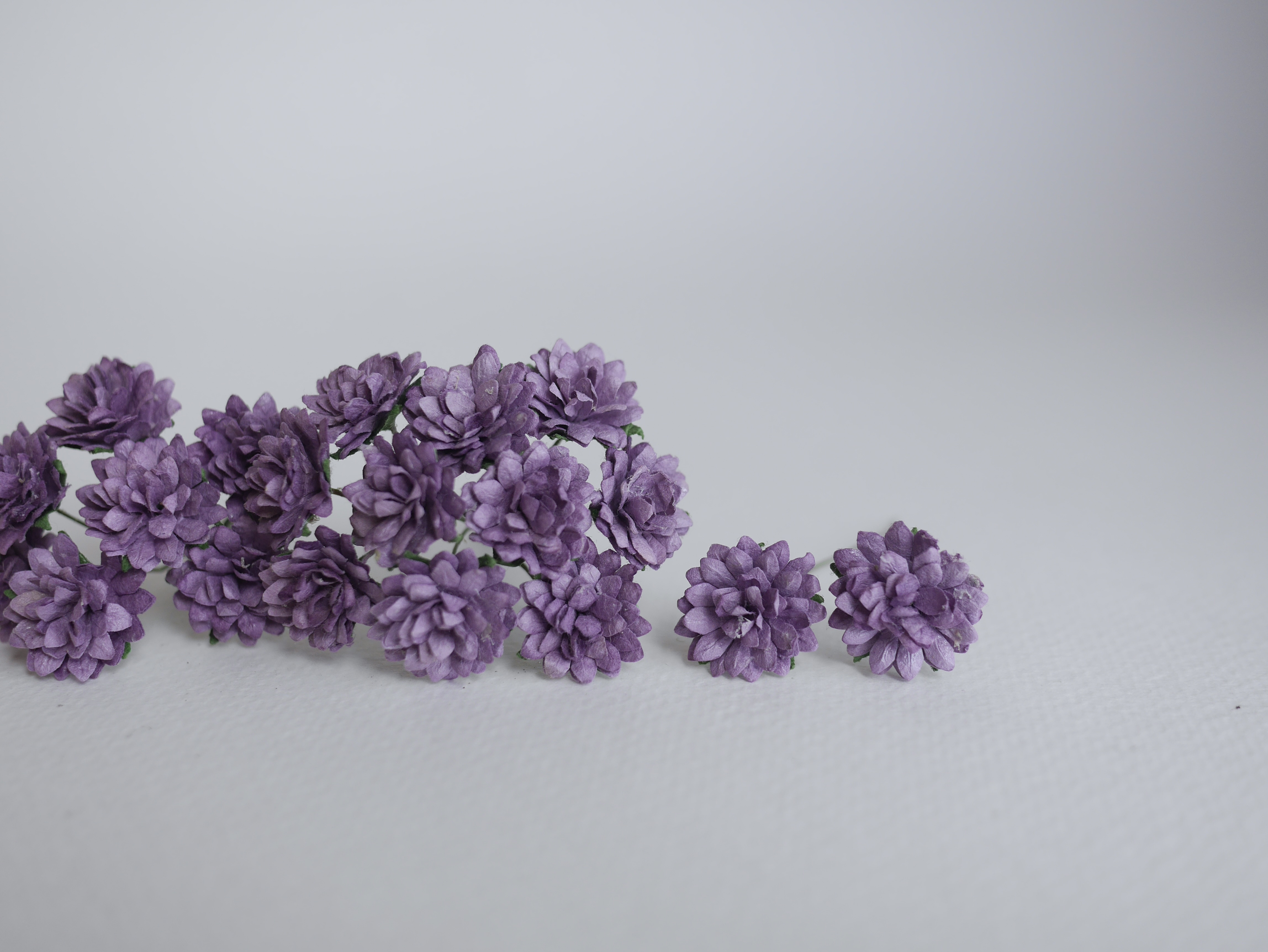 ดอกไม้ประดิษฐ์, ดอกไม้กระดาษสา, ดอก gypsophila, ดอกยิปโซ งานประดิษฐ์ตกแต่งของชำร่วย, ดอกไม้ทำพานพุ่ม,พานพวงมาลัย, พานรับไหว้, ขนาด 2 cm. สีม่วงเข้ม
