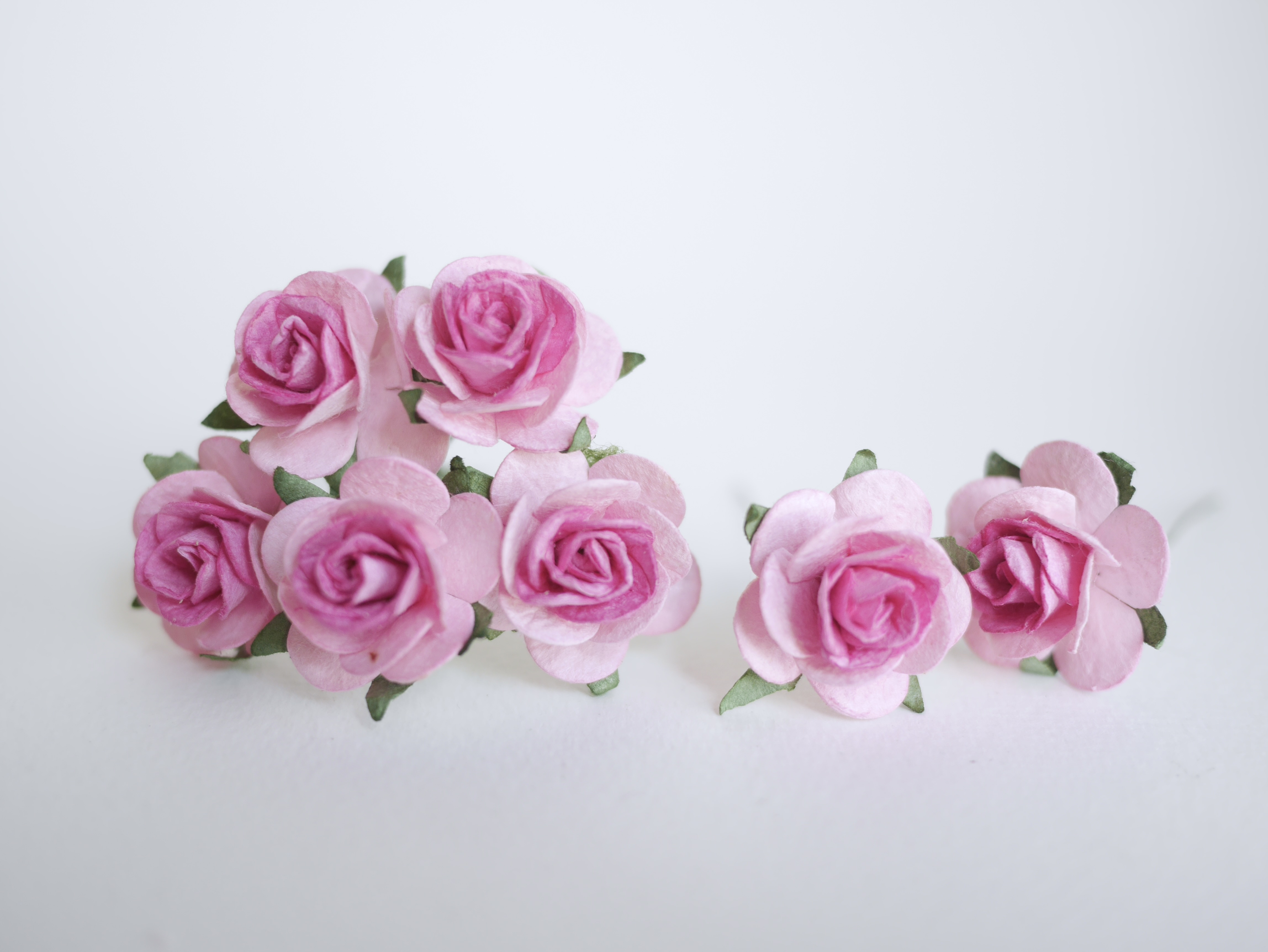 ดอกไม้กระดาษ ดอกไม้กระดาษสา ราคาส่ง,ดอกไม้กุหลาบกระดาษ ดอกกุหลาบกระดาษสา ดอกไม้ประดิษฐ์ สำหรับตกแต่ง หรืองานแต่งงาน ชมพู 2 tone ขนาด 2.5 cm. จำนวน 50 ดอก