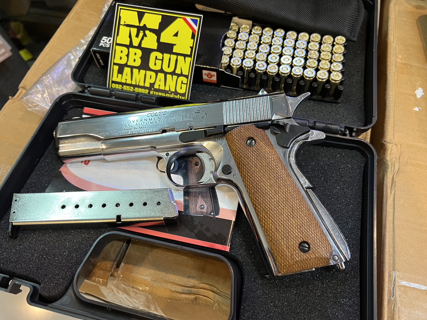 AKSA COLT 1911 ลาย Government สีเงินเงา