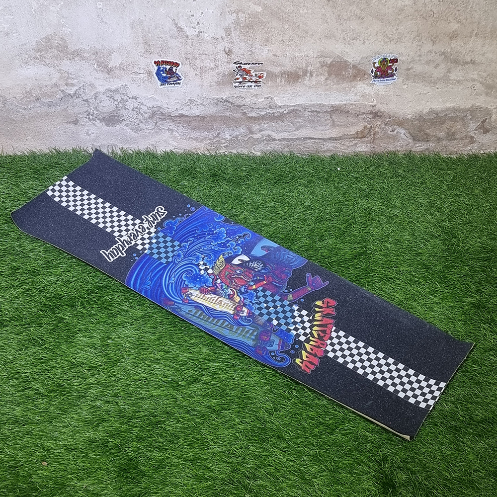[0303] กระดาษทราย surf skate grip tape กว้าง 26cm x 90, 110cm เล่นเท้าเปล่าได้ ลายสกรีนไม่คม