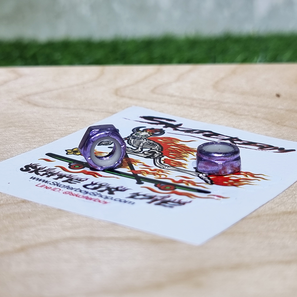 [0318] น็อตยึดล้อสเก็ตบอร์ดติดทรัค ตัวเมียแต่ง ชุบสีโลหะเงา 5สี E-Coating nut carbon steel