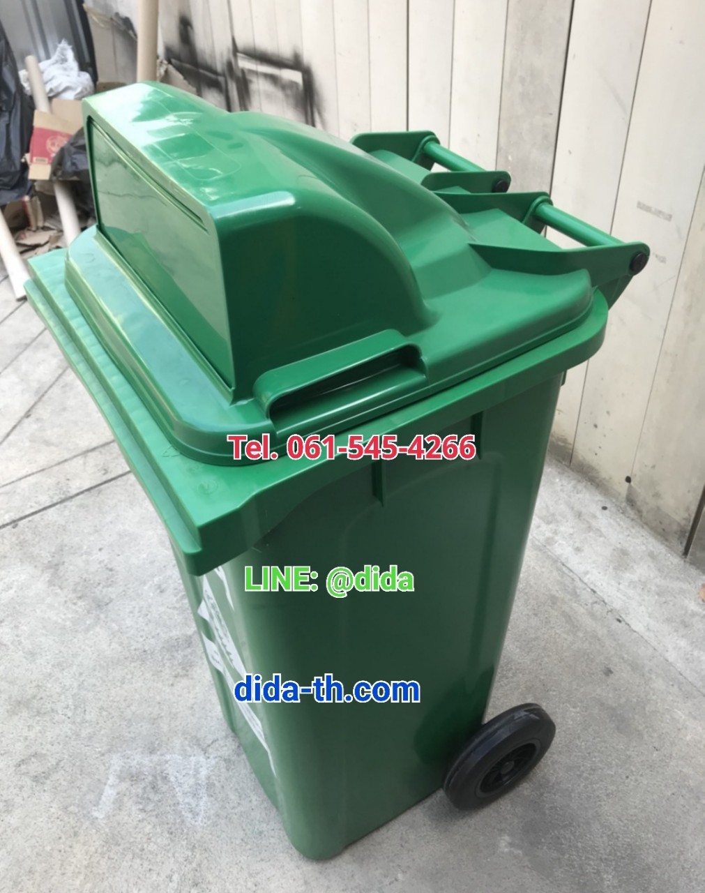 ถังขยะเทศบาล ใบใหญ่พร้อมล้อเข็น 240 ลิตรฝา1ช่องทิ้ง
