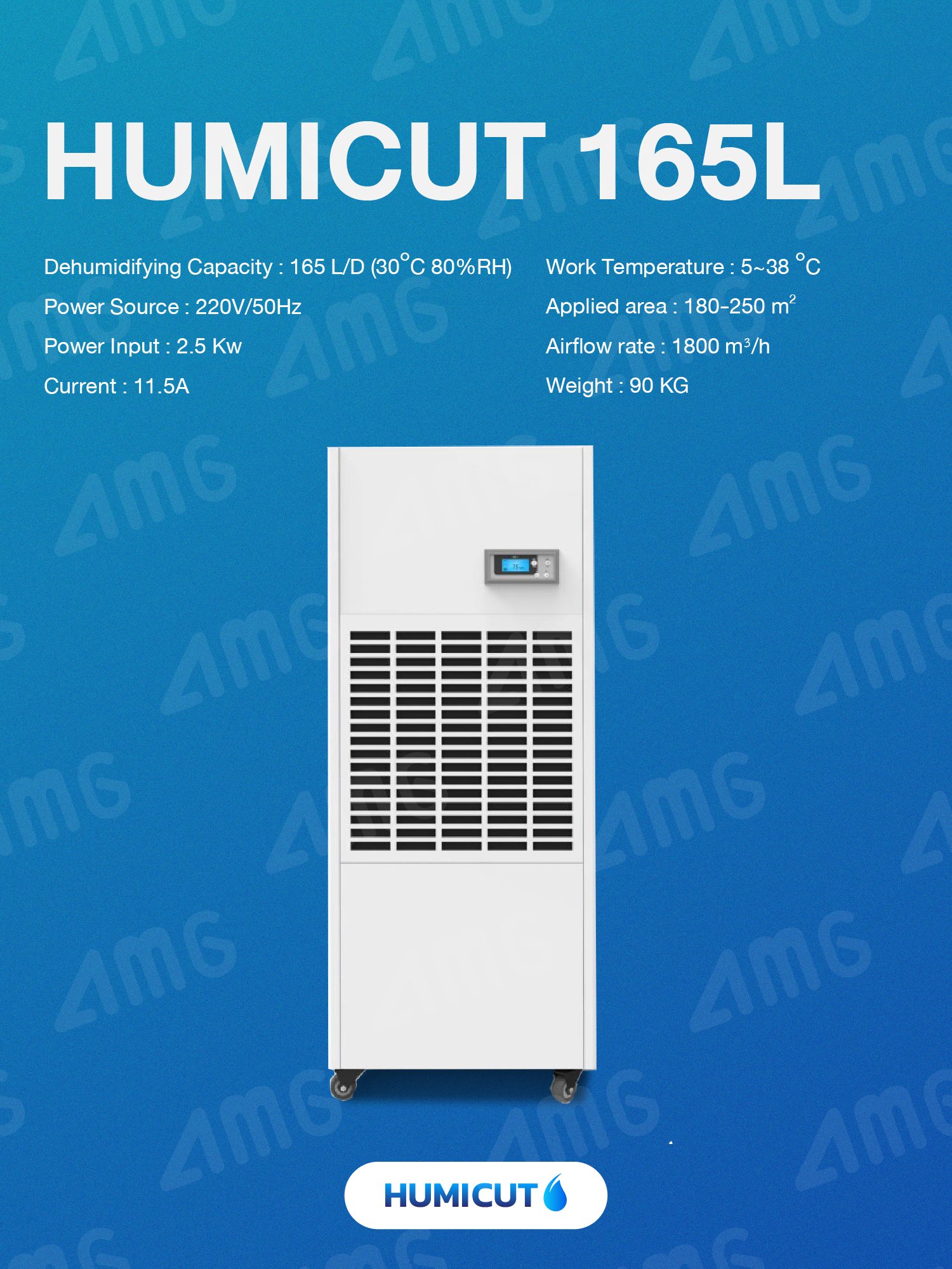 HUMICUT เครื่องลดความชื้นอุตสาหกรรม รุ่น Humicut 165L