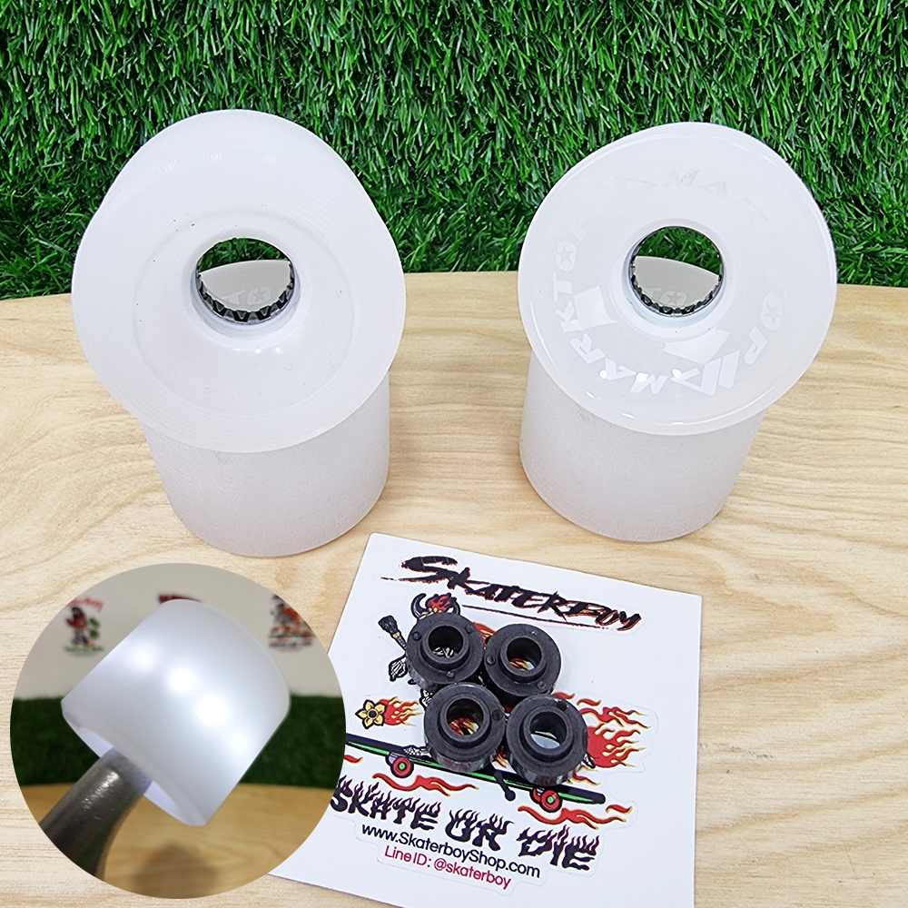 [0316][ลด50%] ล้อสเก็ตบอร์ด ล้อขาวขุ่น ไฟสีขาว 65x50mm 80A skateboard wheels