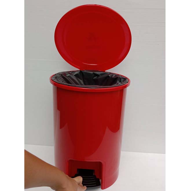 ถังขยะแบบเหยียบ สีแดง ถังขยะเท้าเหยียบ 12 ลิตร