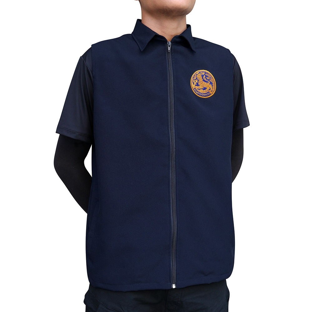 เสื้อกั๊ก กรมการปกครอง คอปก สีกรมท่า DB-02# (K0340)