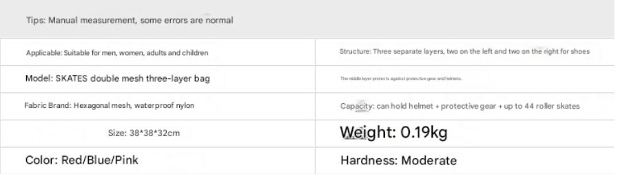 [0319] กระเป๋า รองเท้าสเก็ต 3ช่อง สำหรับ โรลเลอสเก็ต อินลายสเก็ต roller inline skate bag