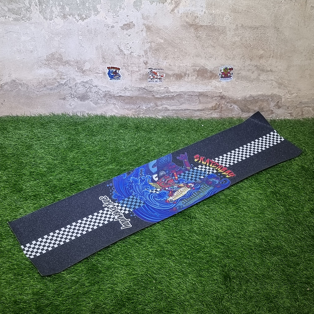 [0303] กระดาษทราย surf skate grip tape กว้าง 26cm x 90, 110cm เล่นเท้าเปล่าได้ ลายสกรีนไม่คม