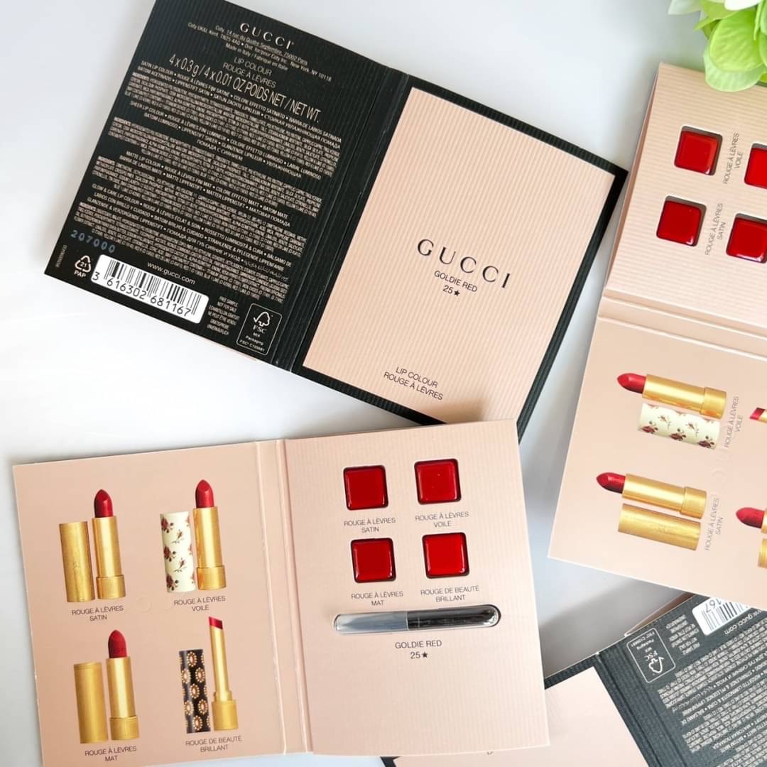 Gucci Lip Colour Rouge a Levres Sample Size # 25 Goldie Red (4 textures)