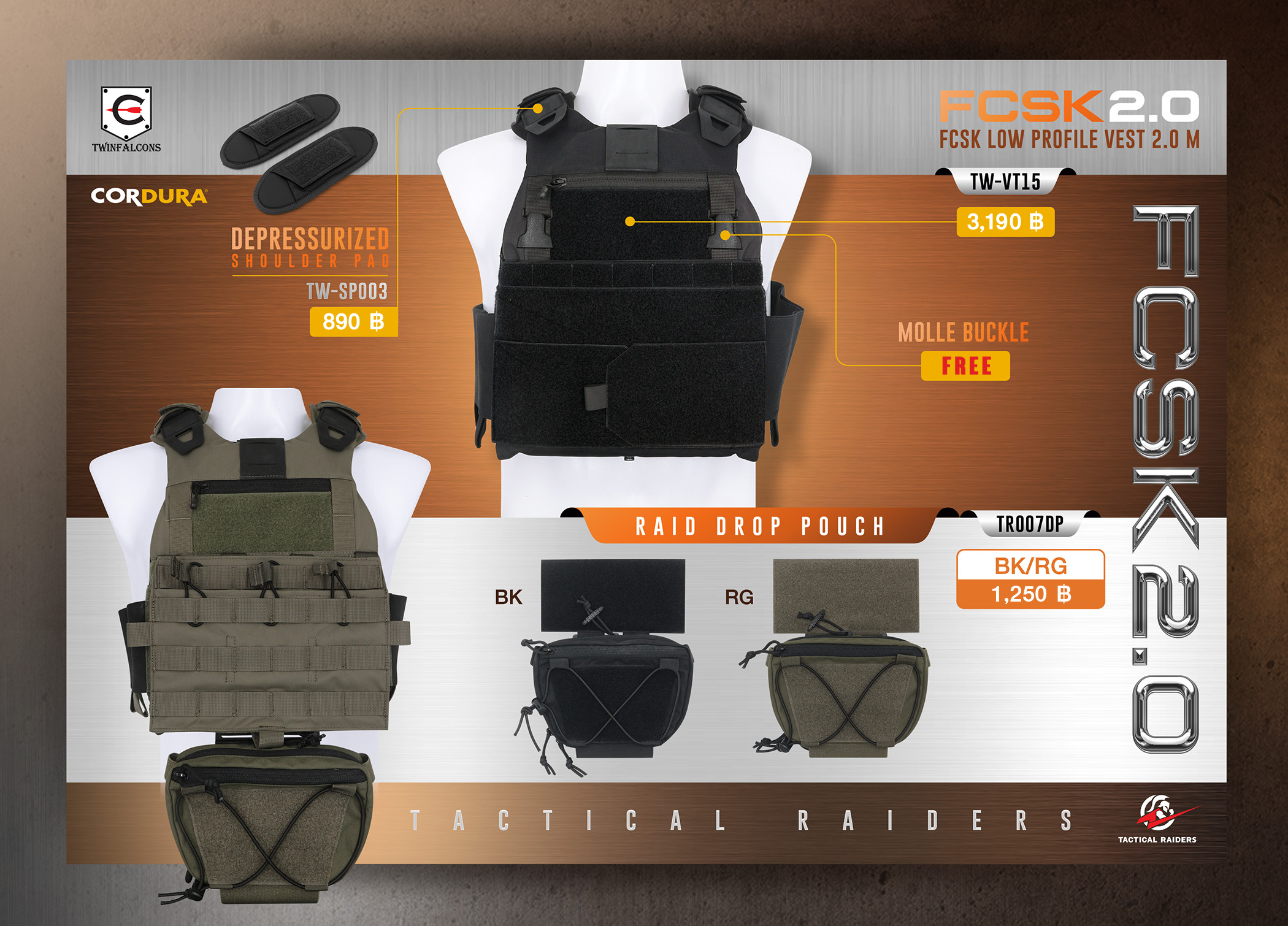 FCSK 2.0 Plate Carrier (Twinfalcons) /รองบ่า/ กระเป๋าติดเวส (Tactical Rider)