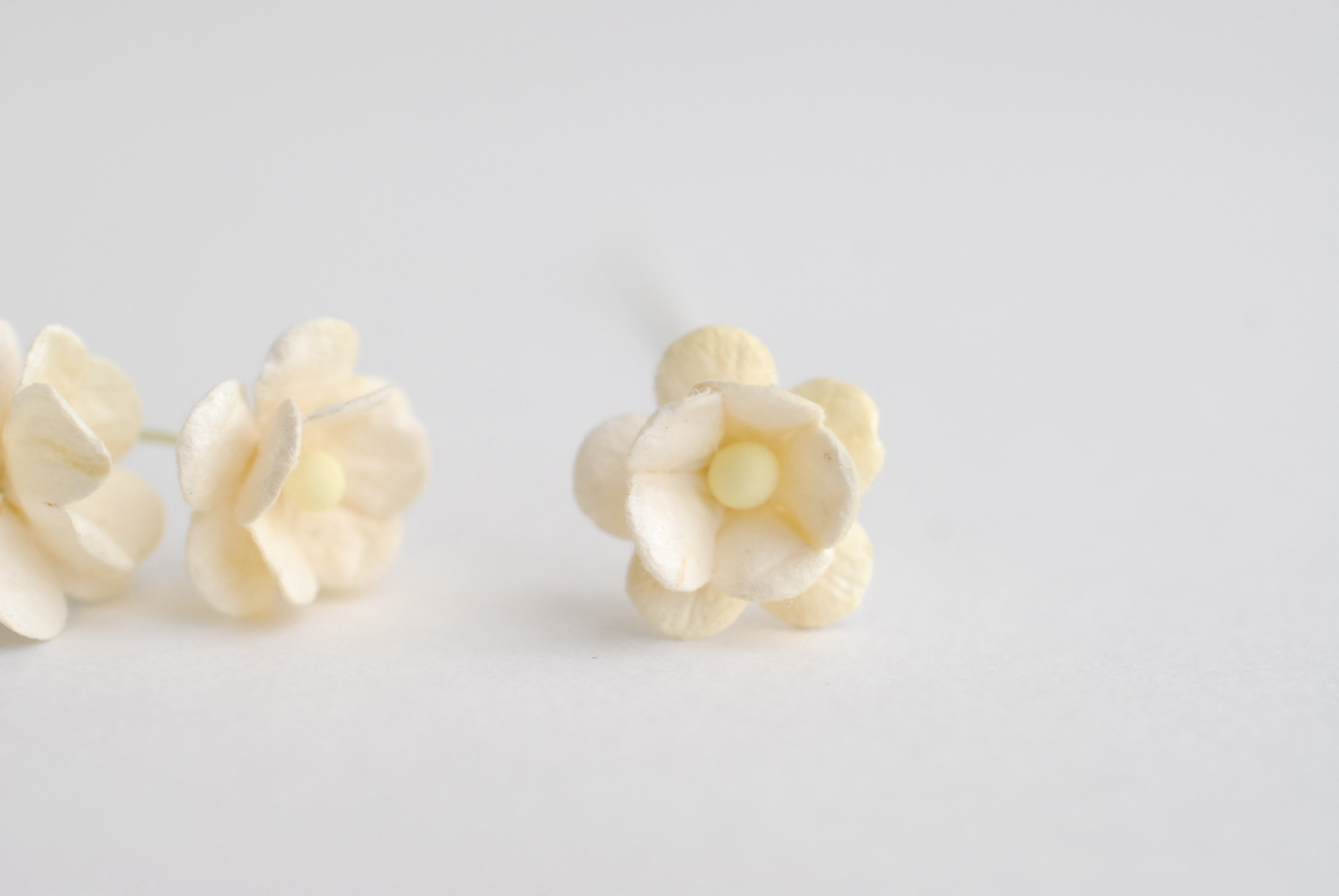 ดอกไม้กระดาษสา ราคาส่ง, ดอกไฮเดรนเยียกระดาษสา ดอกไม้ประดิษฐ์ ตกแต่งงานแต่งงาน ประดิษฐ์ข้อมือ เพื่อนเจ้าสาว ขนาด 1.5 cm., สำหรับของชำร่วย, งานแต่งงาน, ดอกไม้ทำข้อมือเจ้าสาว สีงาช้าง จำนวน 100 ดอก Paper flower,100 Pieces mulberry hydenyia, ivory color