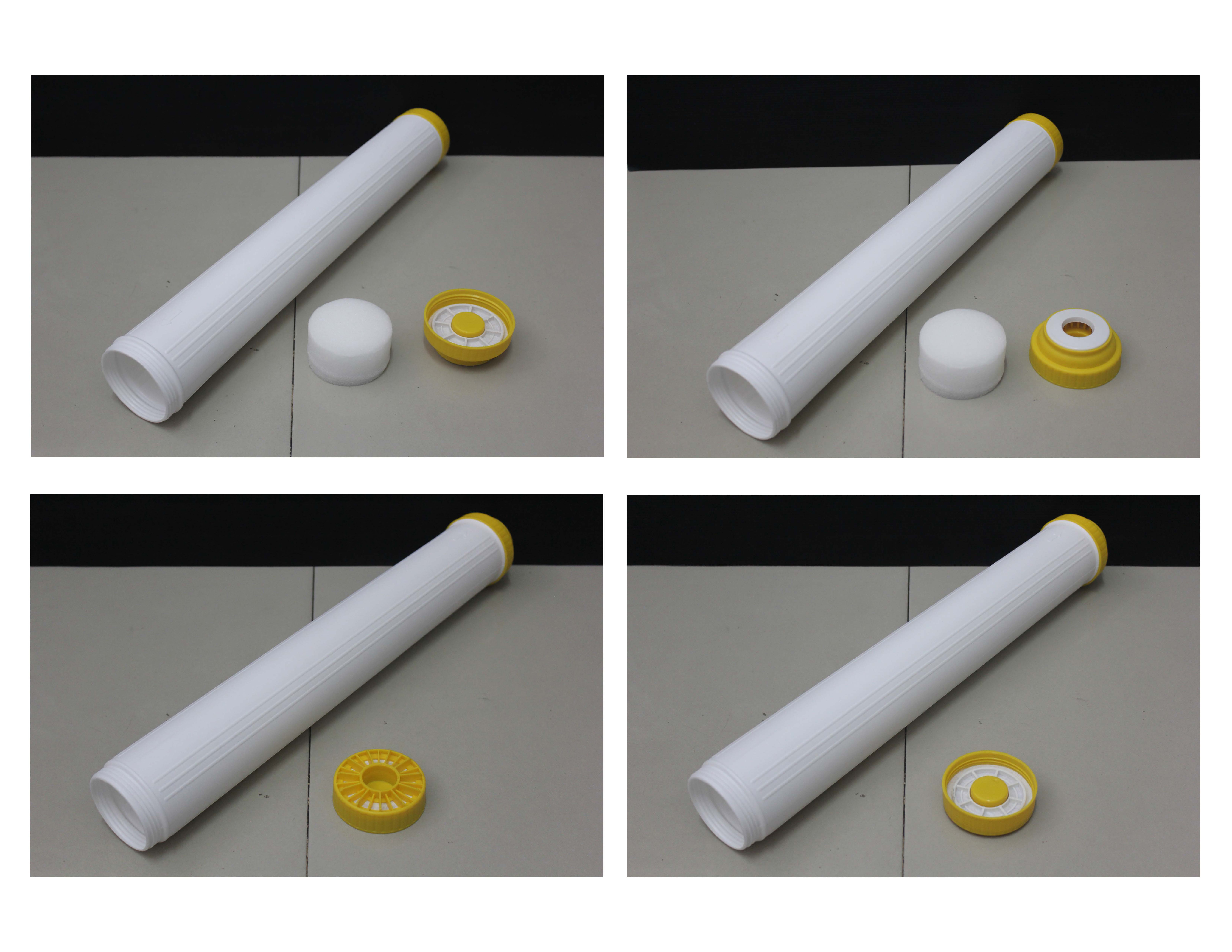 กระบอกเปล่าใส่สารกรอง 20 นิ้ว ฝาบน-ล่าง สีเหลือง Cascade