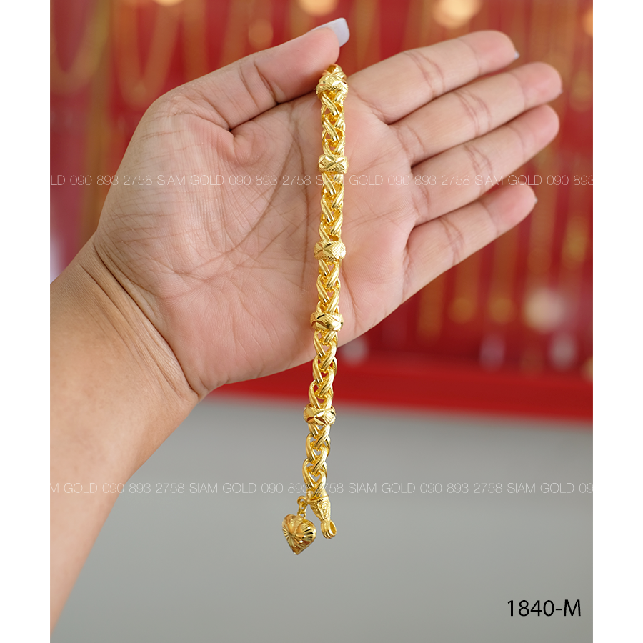 (M) สร้อยข้อมือเปียคั่นโอ่งห้อยจี้หัวใจ 3 บ. (มีคลิปรีวิว)