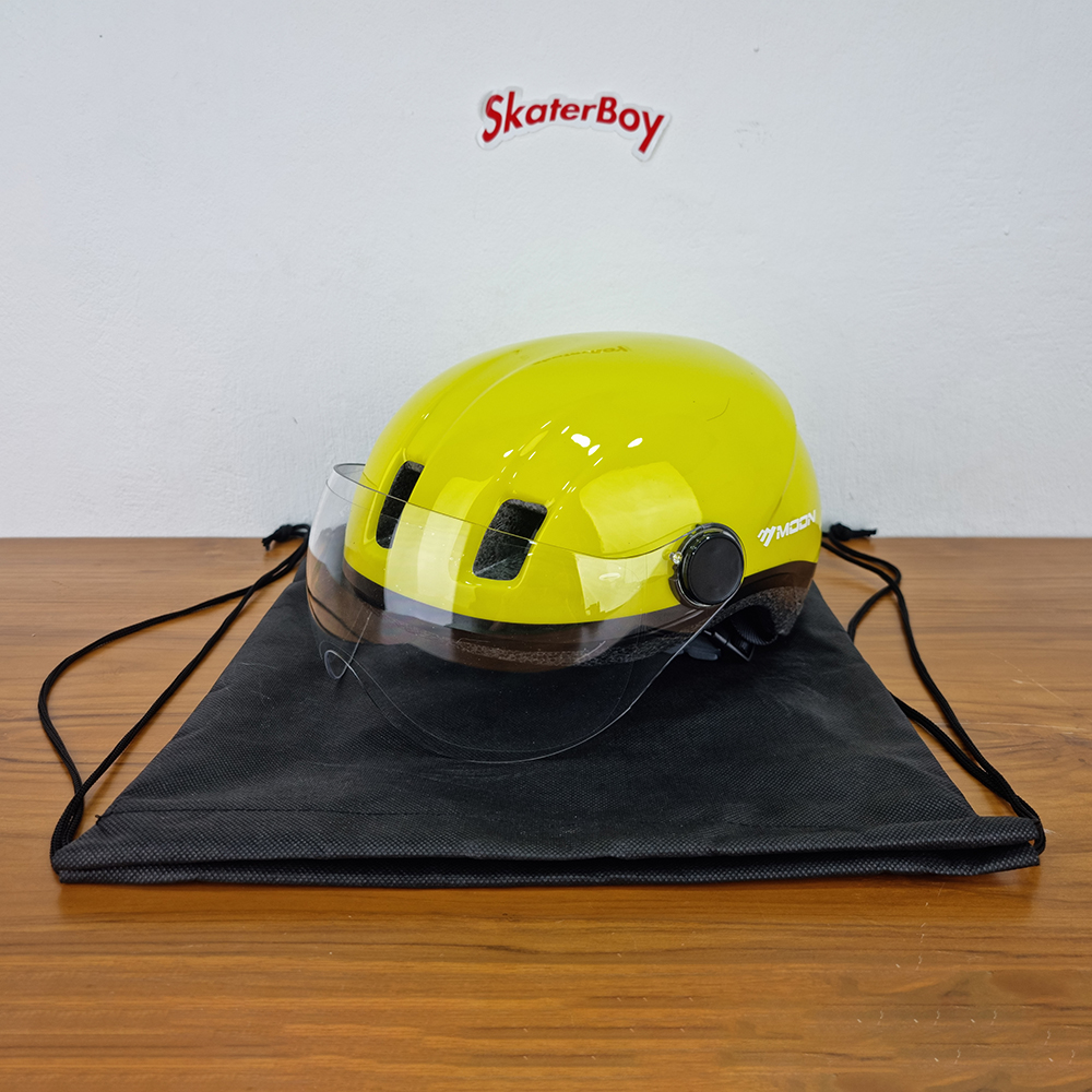 [0101][ลด50%] หมวกกันน็อต มีแว่นกันลม ปรับระดับได้ พร้อมถุงผ้า พกพาง่าย