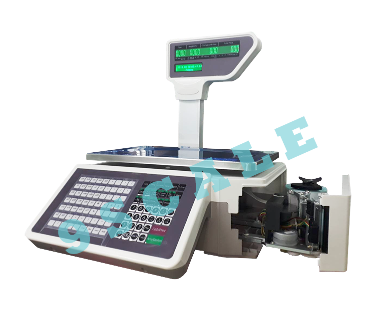 เครื่องชั่งพิมพ์สติ๊กเกอร์บาร์โค้ด รุ่น TM-30AC พิกัด 30/0.005 กก. เครื่องชั่งปรินสติ๊กเกอร์บาร์โค้ด รุ่น TM-30AC เหมาะกับการชั่งผัก ผลไม้ เนื้อสัตว์ต่างๆ ตามซุปเปอร์มาร์เก็ตหรือร้านค้า ที่มีสิ้นค้าจำนวนมาก พิกัด 30 กิโลกรัม อ่านละเอียด 0.005 กิโลกรัม จอแ