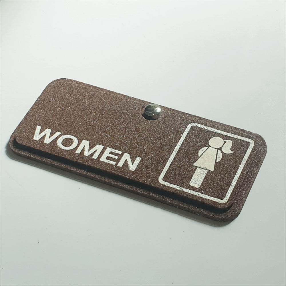 ป้ายห้องน้ำหญิง สีโอ๊ค ป้ายสุขาสวยๆ ป้าย restroom toilet signs ขนาด 8 x 19 cm.