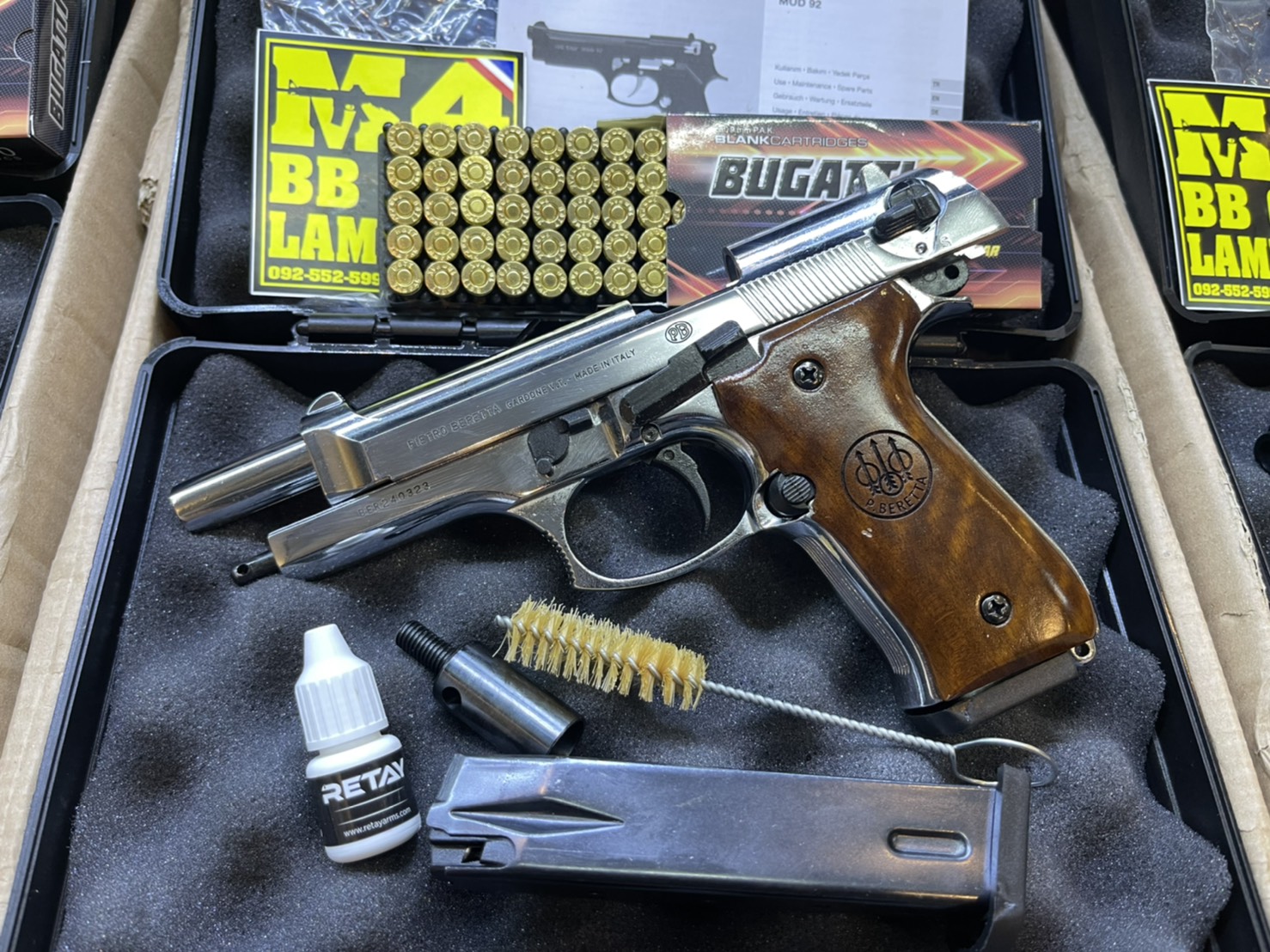 RETAY บาเรทต้า MOD 92 เงินเงา ด้าม ไม้