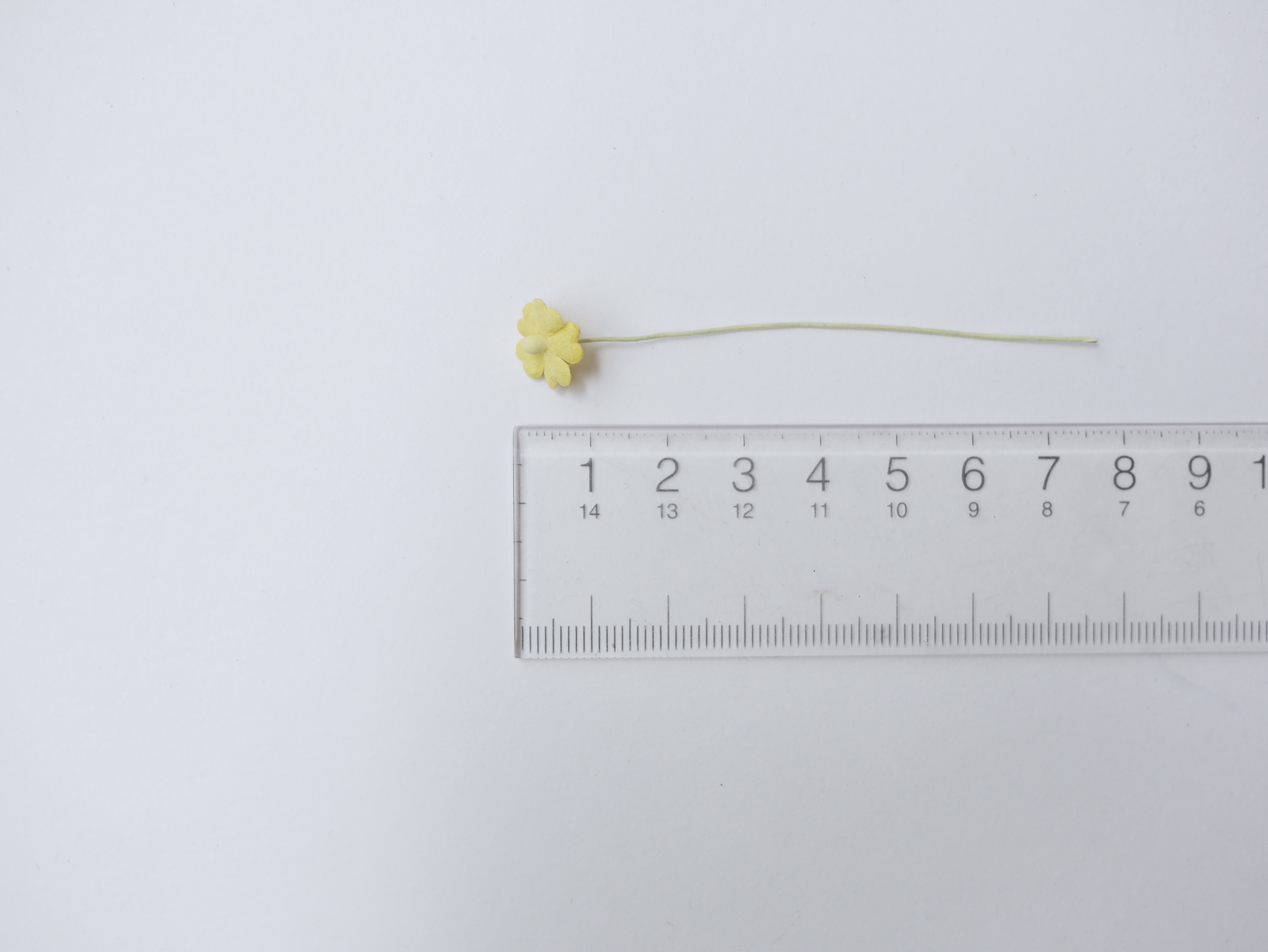 ดอกไม้กระดาษสา ดอกไม้กระดาษสาราคาส่ง ดอกไม้กระดาษสำหรับตกแต่ง งานแต่งงาน หรือติดของชำร่วย ดอกไม้จิ๋ว 100 ดอก ขนาด 1 cm. สีเหลือง Small Paper Flower with stem, , 100 pcs., size 1 cm., small creeping ladies flowers 1 layer, yellow color.