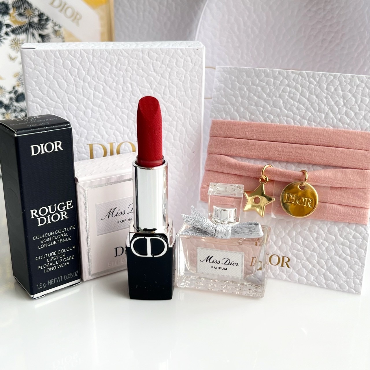 Miss Dior Parfum Miniature Set 3 Items (Perfume, Bracelet Choker & Rouge Lipstick)