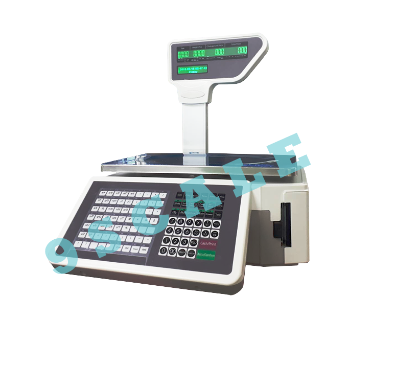 เครื่องชั่งพิมพ์สติ๊กเกอร์บาร์โค้ด รุ่น TM-30AC พิกัด 30/0.005 กก. เครื่องชั่งปรินสติ๊กเกอร์บาร์โค้ด รุ่น TM-30AC เหมาะกับการชั่งผัก ผลไม้ เนื้อสัตว์ต่างๆ ตามซุปเปอร์มาร์เก็ตหรือร้านค้า ที่มีสิ้นค้าจำนวนมาก พิกัด 30 กิโลกรัม อ่านละเอียด 0.005 กิโลกรัม จอแ