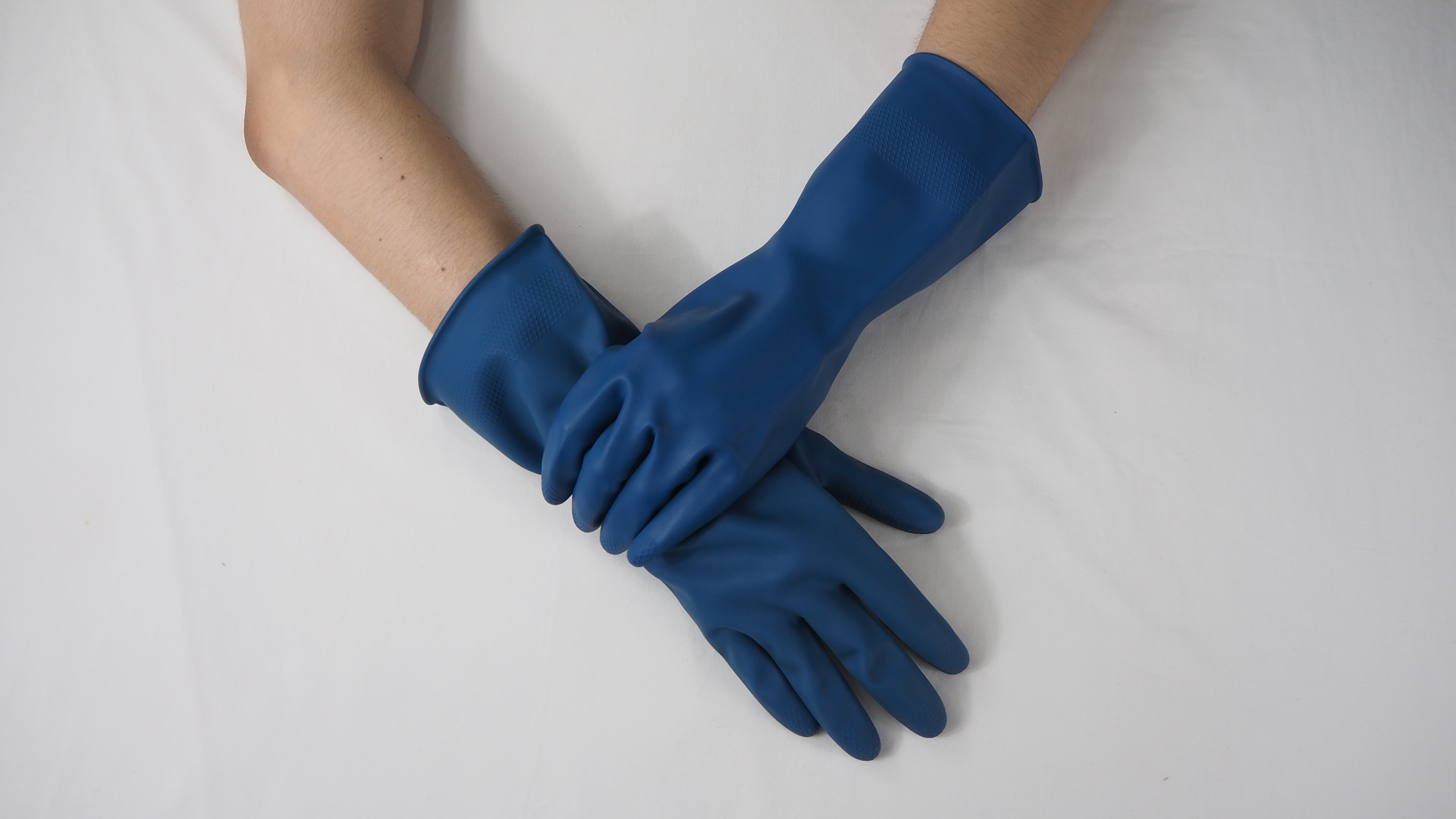 [ยกโหล 12 คู่] HHG04 ถุงมือแม่บ้าน ยาว 12 นิ้ว บรรจุ ฝ่ามือหยาบแบบรังผึ้ง มีซับใน