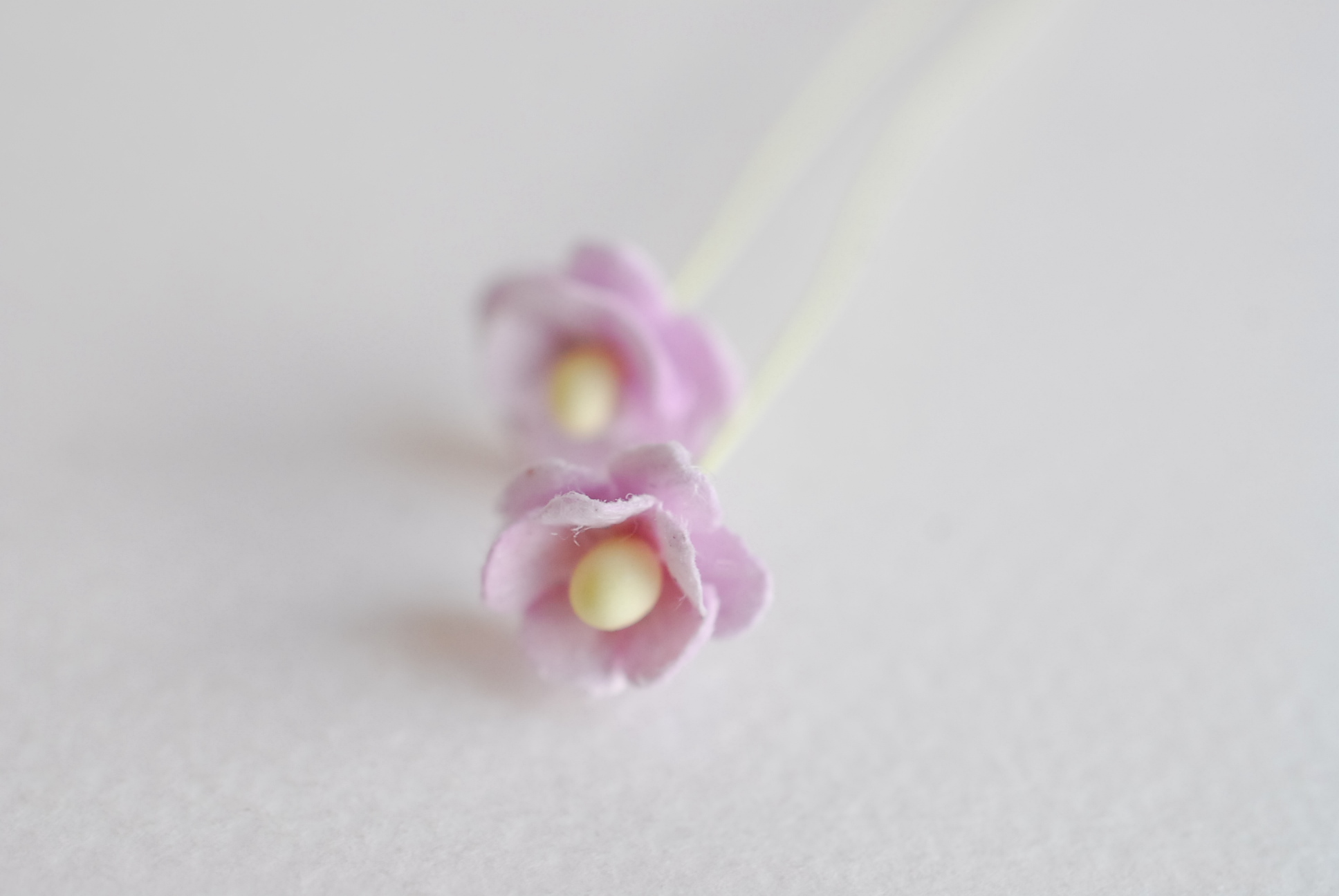 ดอกไม้กระดาษสา ดอกไม้กระดาษสาราคาส่ง ดอกไม้กระดาษสำหรับตกแต่ง งานแต่งงาน หรือติดของชำร่วย ดอก creeping lady 100 ดอก ขนาด 0.8 cm. สีม่วงอ่อน Small Paper Flower with stem, 100 pcs., size 0.8 cm., creeping flowers 2 layers,pale purple color.