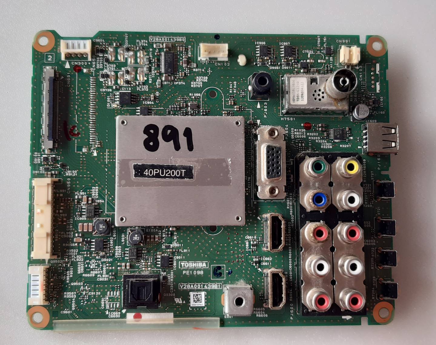 อันที่ 891 TOSHIBA 40PU200T ซีสเตร็ม V28A001439B0 51PIN ดีเทสแล้ว