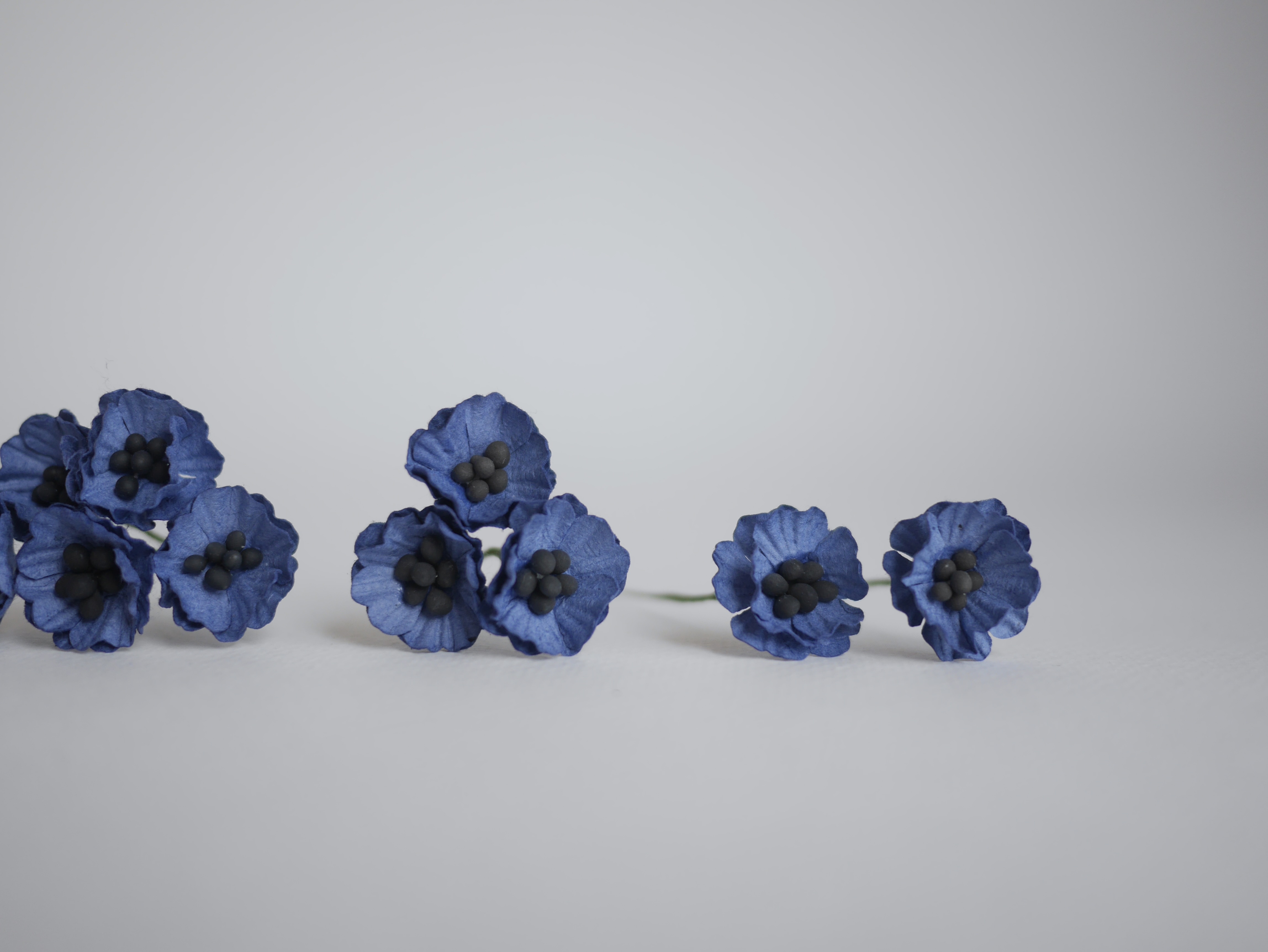 ดอกไม้กระดาษสา ดอกไม้กระดาษสา จตุจักร งานประดิษฐ์ ดอกไม้ทำข้อมือเพื่อนเจ้าสาว แต่งงาน ดอกไม้กระดาษ poppy สีน้ำเงินกรมท่า passion blue ขนาด 2.00 cm. จำนวน 50 ดอก