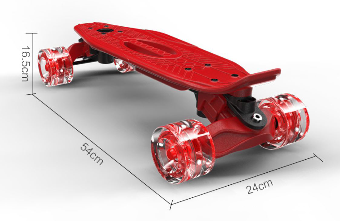 [0201] สเก็ตบอร์ดเด็ก 6ขวบ ไม่มีคว่ำ ฝึกทรงตัว ล้อมีไฟวิบวับ ขนาด 54cm
