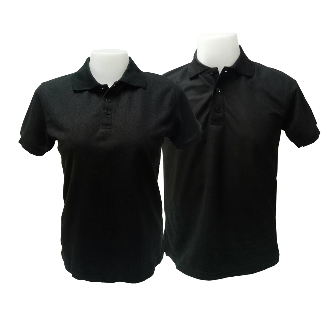 เสื้อโปโลสีดำ ไม่มีลาย มีทั้งเสื้อโปโลชาย เสื้อโปโลหญิง ราคาส่ง 3 ตัวขึ้นไป