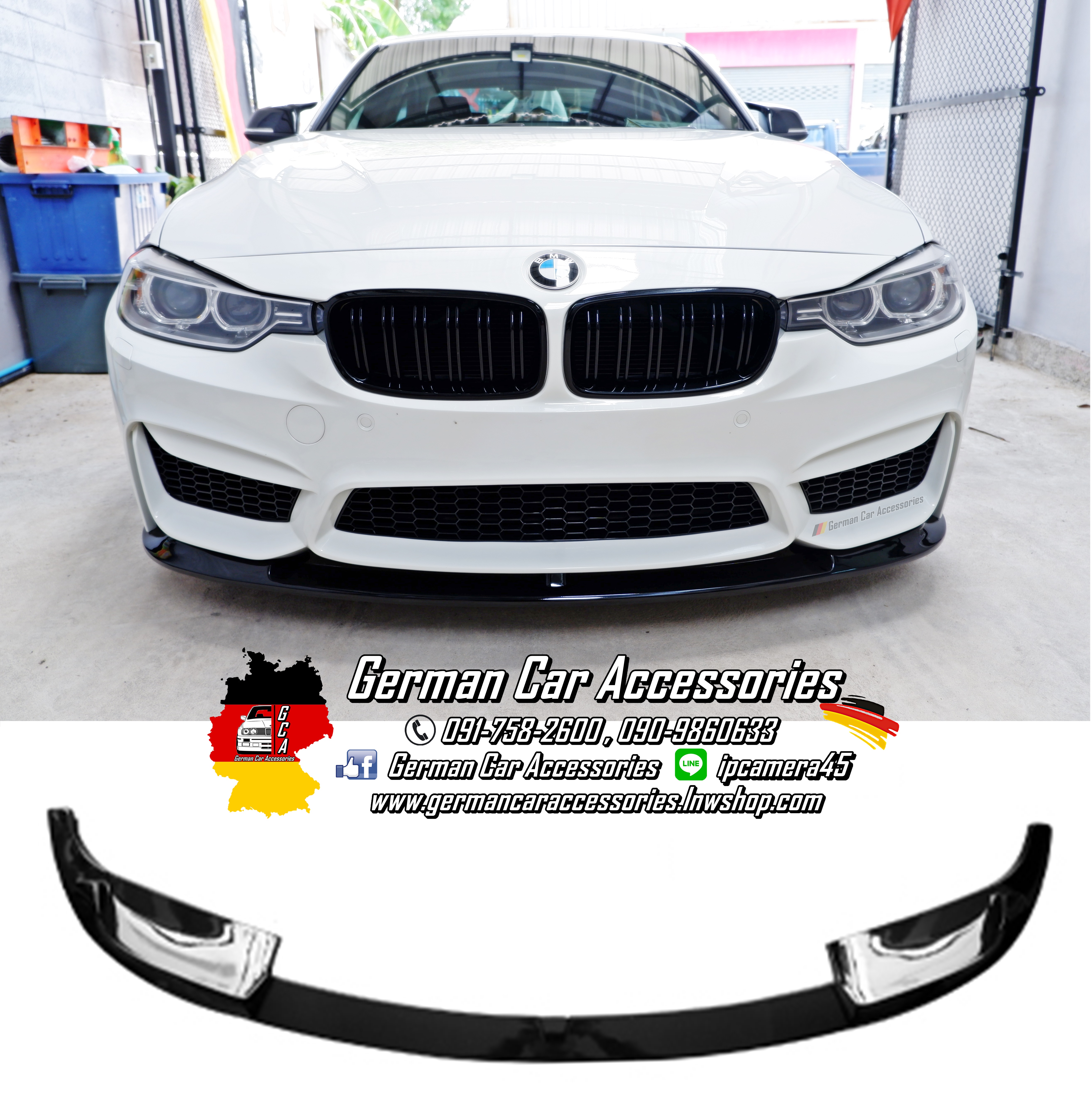 Front Lip พลาสติกสีดำเงา Performance BMW F30 สำหรับกันชนหน้าM3