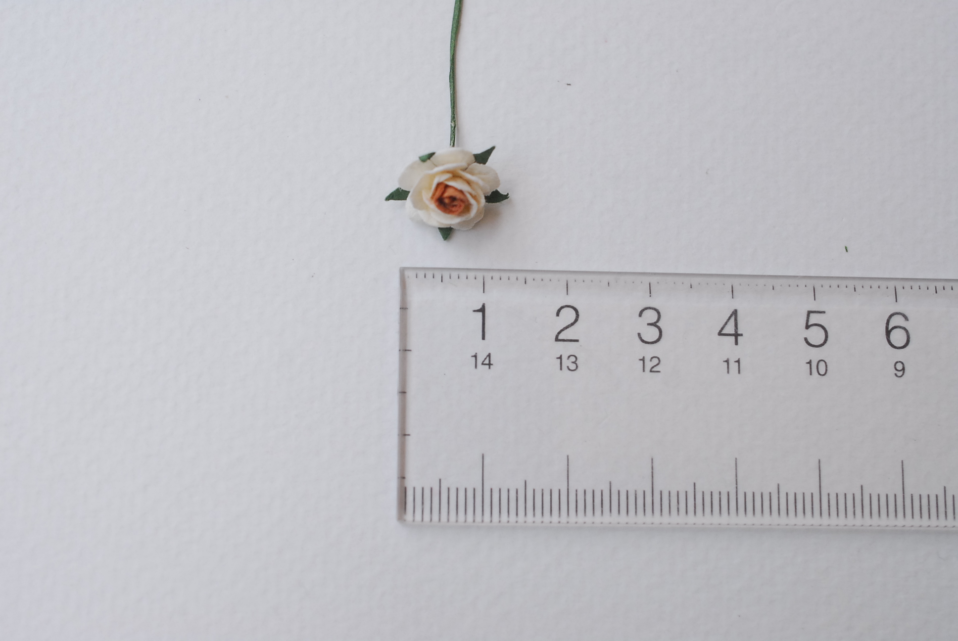 ดอกไม้กระดาษสาสำหรับตกแต่ง ของชำร่วย ดอกกุหลาบ กระดาษสา สีน้ำตาล-ขาว ขนาด 1 cm. จำนวน 100 ดอก/1 ถุง