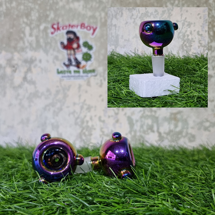 [1005] บัวผัน แก้ว ทรงอ้วน ระบายความร้อน ขนาด 14mm ชุบสีอโนไดซ์