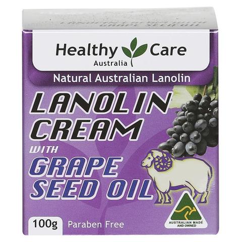 Healthy Care Lanolin Cream With Grape Seed 100g เฮลตี้แคร์ ลาโนลิน วิช เกรปซีด ครีมรกแกะผสมเกรดซีด ขนาด 100 มิลลิกรัม