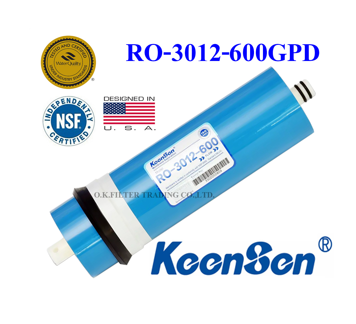 ไส้กรองน้ำ RO Membrane RO-3012-600 GPD Keensen