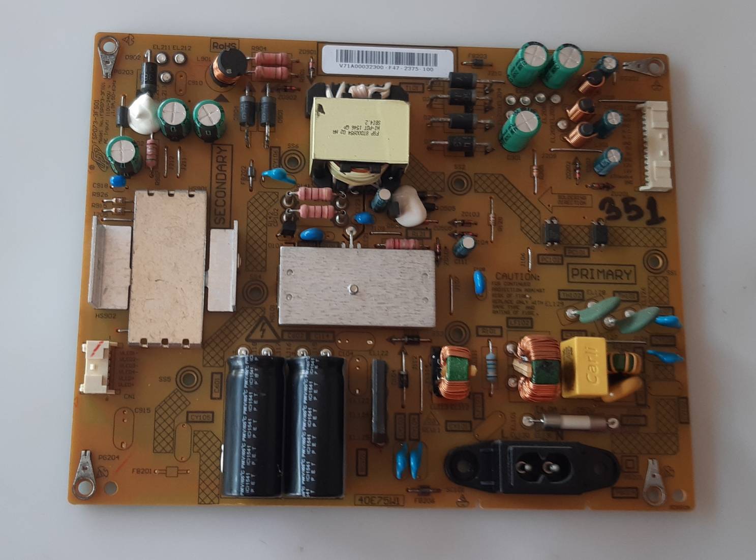 อันที่ 351 TOSHIBA 40L2550VT ซัฟฟลาย V71A00032300 ดีเทสแล้ว