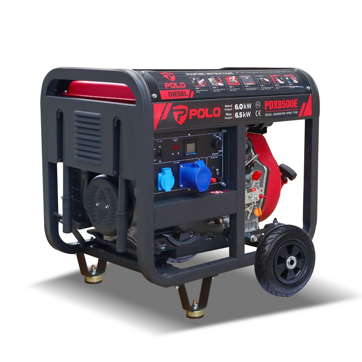 เครื่องปั่นไฟดีเซล 6.5 kW กำลังเครื่องยนต์ 10.3 แรงม้า POLO รุ่น PDX8500E