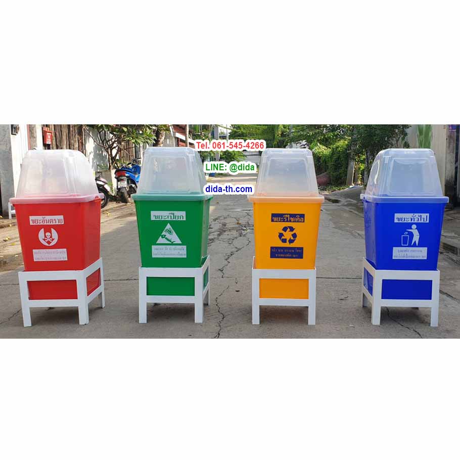แท่นวางถังขยะ 60 ลิตร ขนาด 1 ช่อง ไม่มีป้ายแผงหลัง