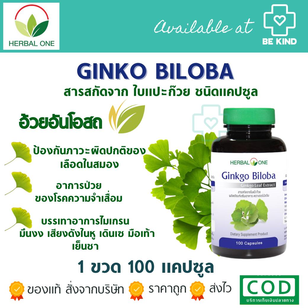 GINKO BILOBA 100 CAPSULES สารสกัดจากใบแปะก๊วย บำรุงความจำ