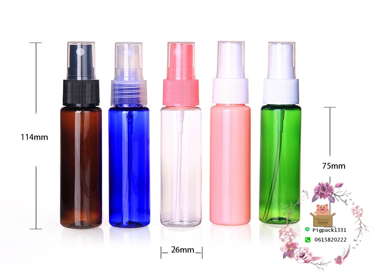 ขวดสเปย์พลาสติก ขนาด 30 ml.แพ็ค 20ชิ้น (สินค้าสั่งแบบพรีออเดอร์ 60 ชิ้นขึ้นไป เฉพาะสีเขียวฝาสีขาว)