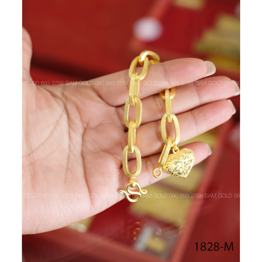(M) สร้อยข้อมือ โซ่ฝรั่ง ห้อยจี้หัวใจ 5 บาท (มีคลิปรีวิว)