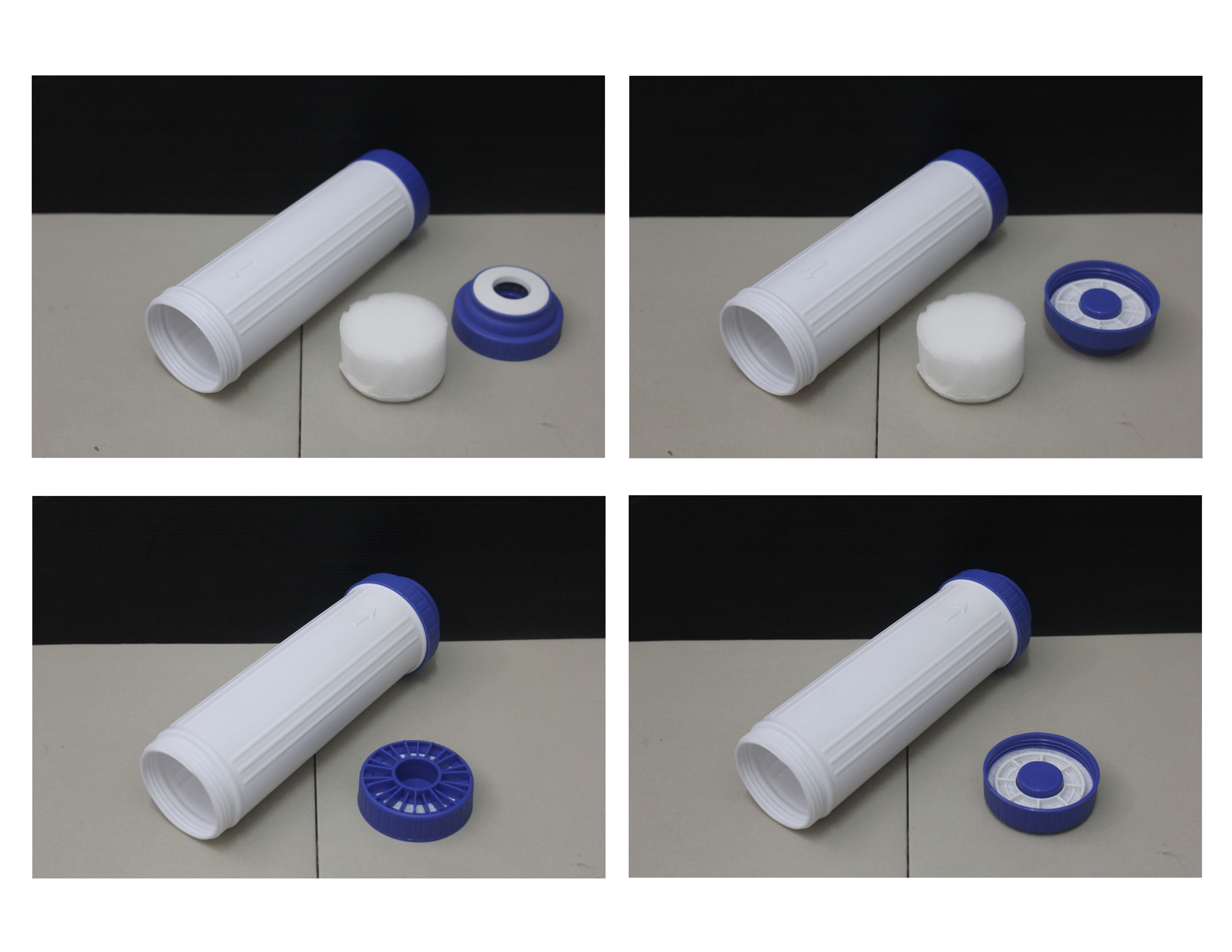 กระบอกเปล่าใส่สารกรอง 10 นิ้ว ฝาบน-ล่าง สีน้ำเงิน Cascade